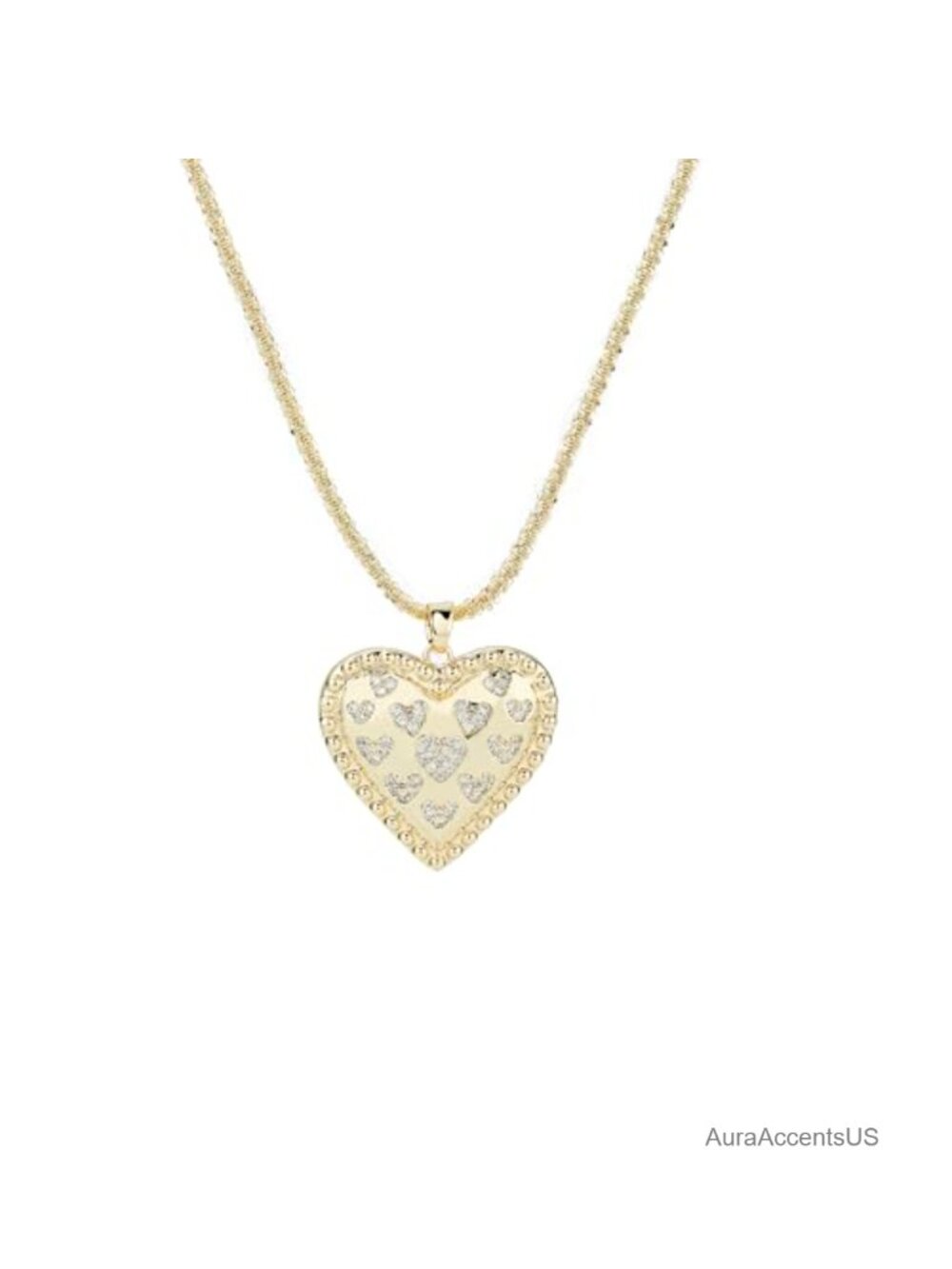 14K Gold Plated Heart Locket Necklace Adjustable 16-18" Chain Gift Box